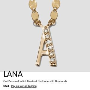 Lana Get Personal Initial “A” 14k Pendant Necklace w/ Diamonds